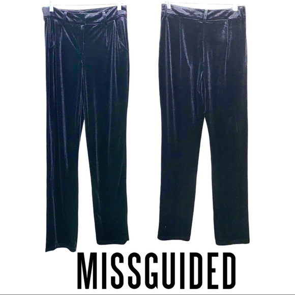 Missguided Pants - Misguided Elli White black Velvet trousers M NWT